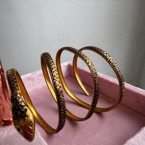 Vintage Gold Tone Spain Adjustable Snake Bracelet Arm Cuff Wrap